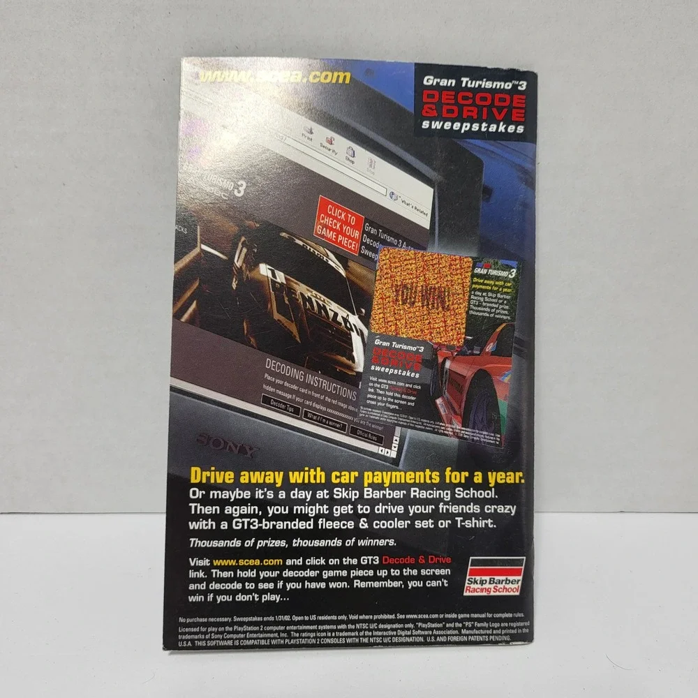 Gran Turismo 3 A-spec PS2 Instruction Manual‎ Sony PlayStation 2 Drivers Guide